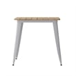 30x60 Commercial Poly Resin Restaurant Table with Umbrella Hole - Brown/Silver