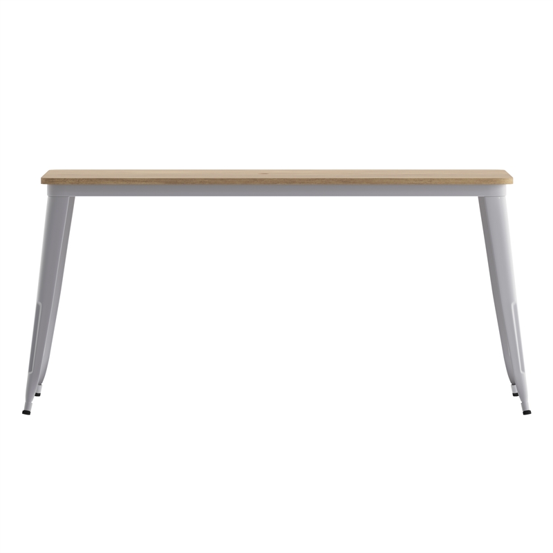30x60 Commercial Poly Resin Restaurant Table with Umbrella Hole - Brown/Silver