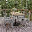 30x60 Commercial Poly Resin Restaurant Table with Umbrella Hole - Brown/Silver