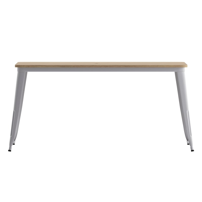 30x60 Commercial Poly Resin Restaurant Table with Umbrella Hole - Brown/Silver