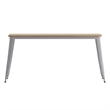 30x60 Commercial Poly Resin Restaurant Table with Umbrella Hole - Brown/Silver