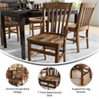 School House Back Antique Copper Wood Restaurant Chair with Footrest