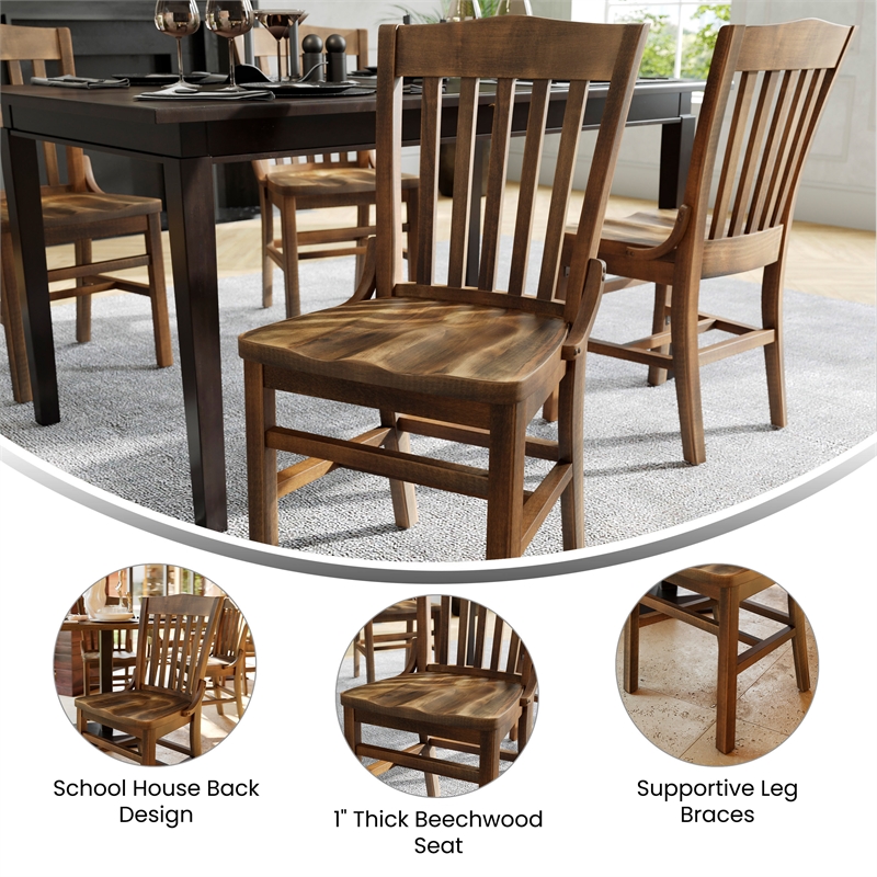 Flash Furniture Hercules School House Back Wooden Restaurant Dining Chair