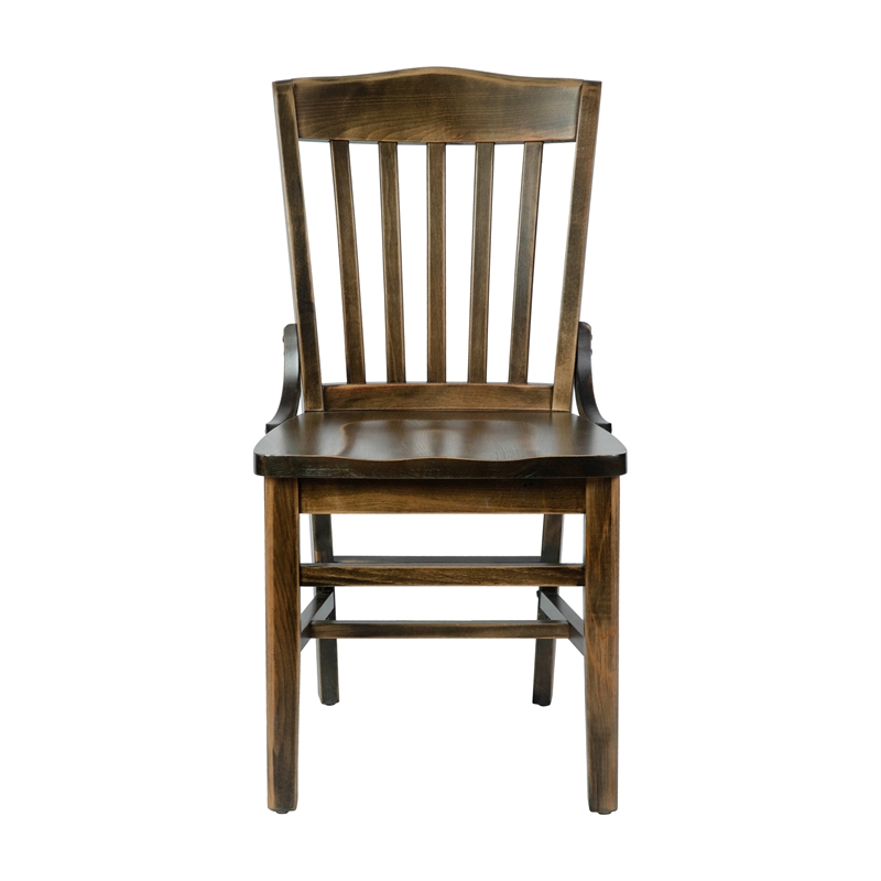 School House Back Antique Copper Wood Restaurant Chair with Footrest