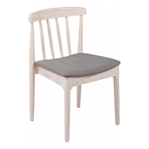Commercial Solid Wood Dining Chair with Vinyl Padded Seat - Antique White/Beige