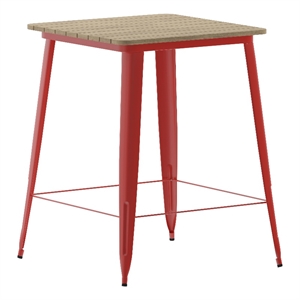 31.5&quot SQ Commercial Poly Bar Top Restaurant Table with Steel Frame-Brown/Red