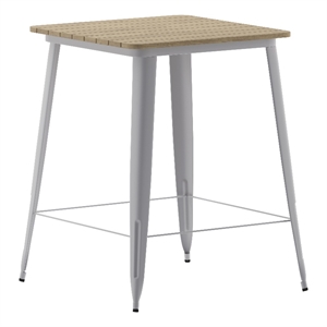 31.5&quot SQ Commercial Poly Bar Top Restaurant Table with Steel Frame-Brown/Silver