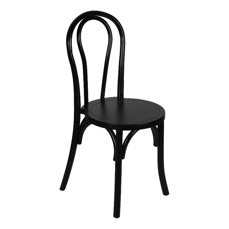 Thonet Solid Wood Stackable Dining Chair with Fixed Floor Glides in Black