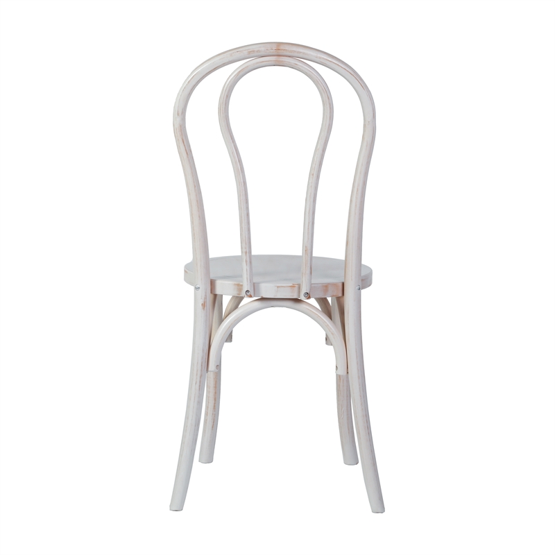 Thonet Solid Wood Stackable Dining Chair with Fixed Floor Glides in White Wash