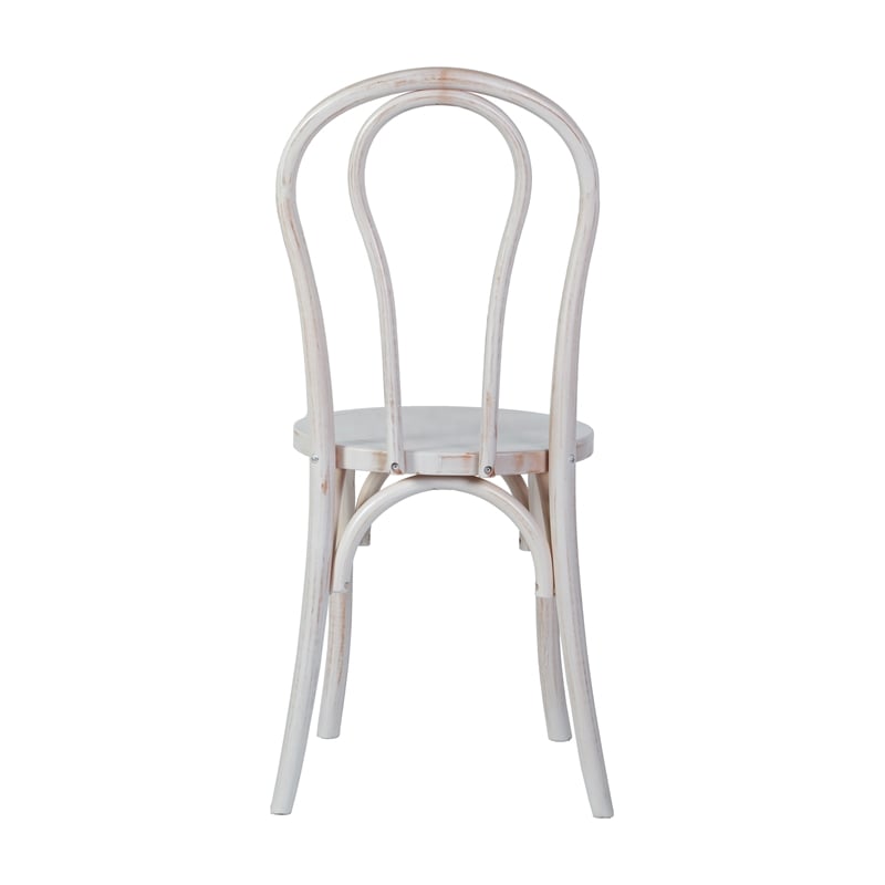 Thonet Solid Wood Stackable Dining Chair with Fixed Floor Glides in White Wash