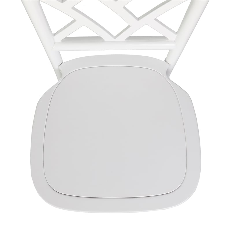 Commercial Solid Wood Stackable Dining Chair with Intricate Back Detail in White
