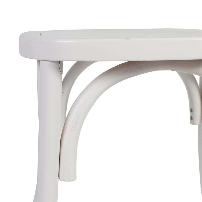 Commercial Solid Wood Stackable Dining Chair with Intricate Back Detail in White