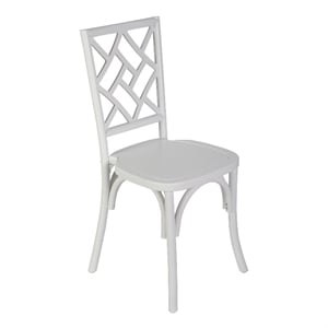 Commercial Solid Wood Stackable Dining Chair with Intricate Back Detail in White