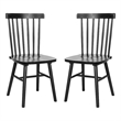 Windsor Style Commercial Solid Wood Spindle Back Dining Chairs in Black-Set of 2