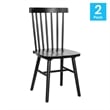 Windsor Style Commercial Solid Wood Spindle Back Dining Chairs in Black-Set of 2