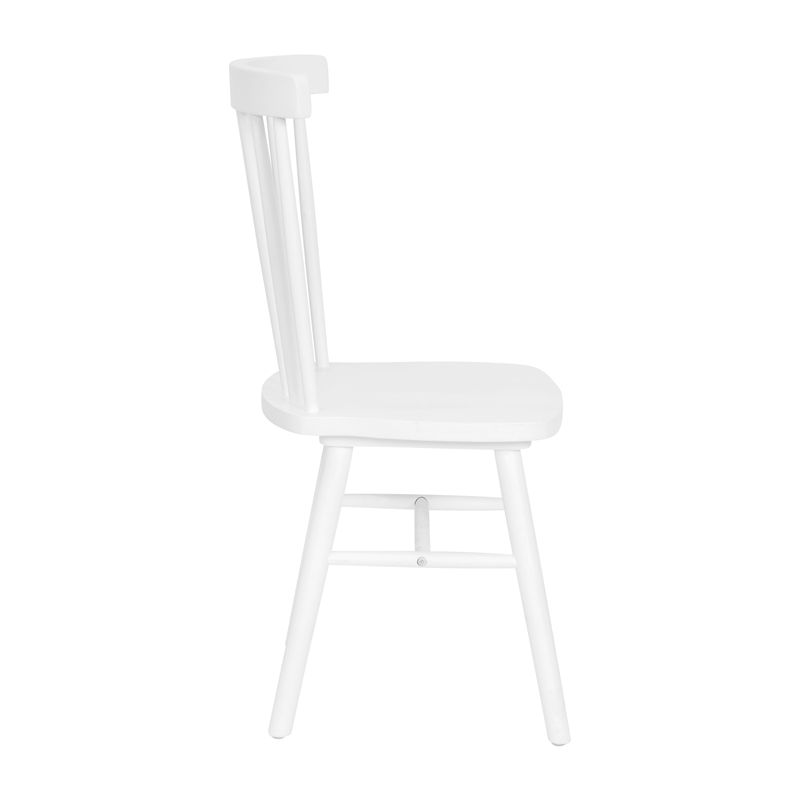 Windsor Style Commercial Solid Wood Spindle Back Dining Chairs in White-Set of 2