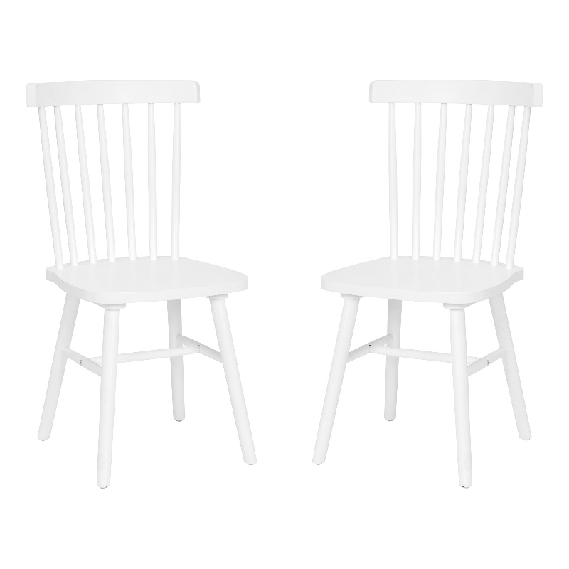 Windsor Style Commercial Solid Wood Spindle Back Dining Chairs in White-Set of 2