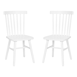 Windsor Style Commercial Solid Wood Spindle Back Dining Chairs in White-Set of 2