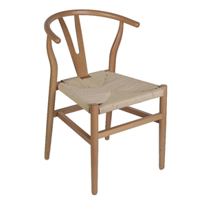Commercial Y-Back Style Wood and Kraft Paper Stack Dining Chair in Oak/Natural