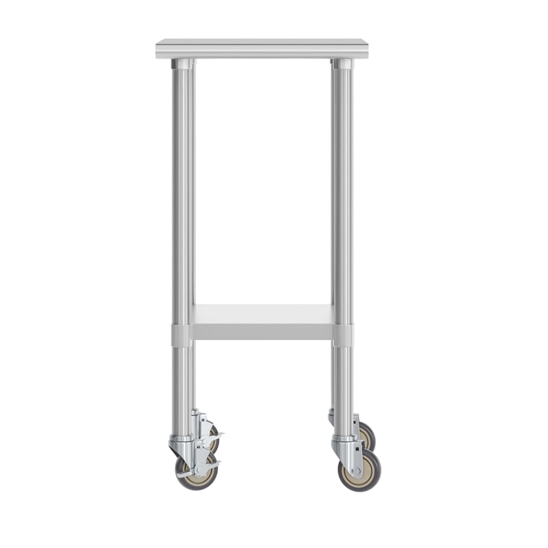 Commercial Stainless Steel 18 Gauge Work Table with Undershelf and Casters-24x18