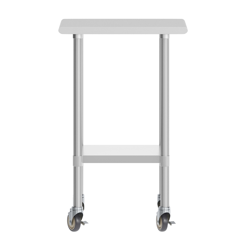 Commercial Stainless Steel 18 Gauge Work Table with Undershelf and Casters-24x18