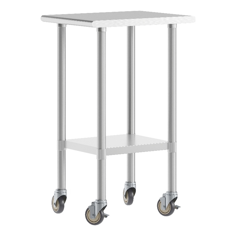 Commercial Stainless Steel 18 Gauge Work Table with Undershelf and Casters-24x18