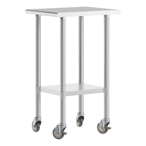 Commercial Stainless Steel 18 Gauge Work Table with Undershelf and Casters-24x18