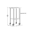 Commercial Stainless Steel 18 Gauge Work Table with Undershelf and Casters-24x18