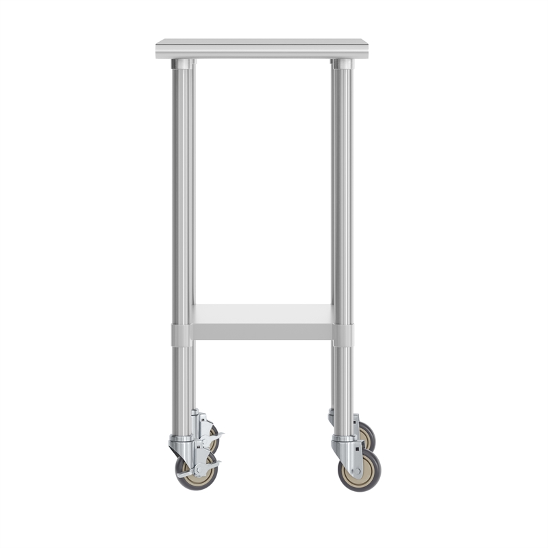 Commercial Stainless Steel 18 Gauge Work Table with Undershelf and Casters-24x18