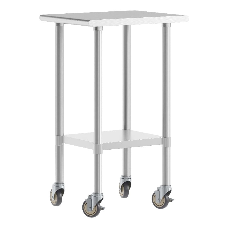 Commercial Stainless Steel 18 Gauge Work Table with Undershelf and Casters-24x18
