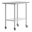 Commercial Stainless Steel 18 Gauge Work Table with Undershelf and Casters-24x36