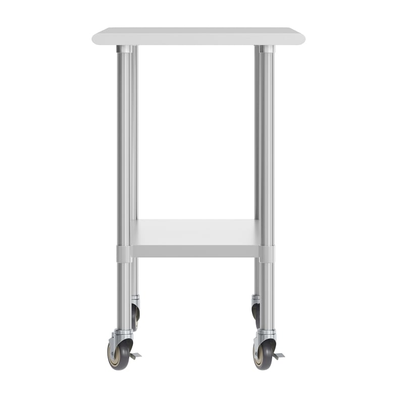 Commercial Stainless Steel 18 Gauge Work Table with Undershelf and Casters-24x36