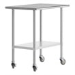 Commercial Stainless Steel 18 Gauge Work Table with Undershelf and Casters-24x36
