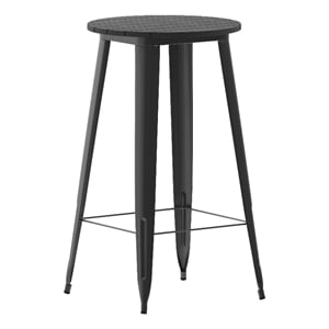 23.75&quot RD Commercial Poly Bar Top Restaurant Table with Steel Frame-Black/Black