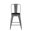 Indoor Counter Stool with Poly Resin Colorful Seat-Silver AQ Clear Coat/Black