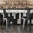 Indoor Counter Stool with Poly Resin Colorful Seat-Silver AQ Clear Coat/Black