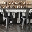 Indoor Counter Stool with Poly Resin Colorful Seat-Silver AQ Clear Coat/Black