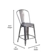 Indoor Counter Stool with Poly Resin Colorful Seat-Silver AQ Clear Coat/Black