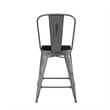 Indoor Counter Stool with Poly Resin Colorful Seat-Silver AQ Clear Coat/Black