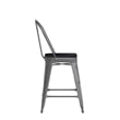 Indoor Counter Stool with Poly Resin Colorful Seat-Silver AQ Clear Coat/Black