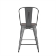 Indoor Counter Stool with Poly Resin Colorful Seat-Silver AQ Clear Coat/Gray