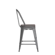 Indoor Counter Stool with Poly Resin Colorful Seat-Silver AQ Clear Coat/Gray