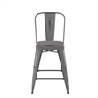 Indoor Counter Stool with Poly Resin Colorful Seat-Silver AQ Clear Coat/Gray
