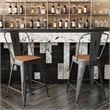 Indoor Counter Stool with Poly Resin Colorful Seat-Silver AQ Clear Coat/Teak