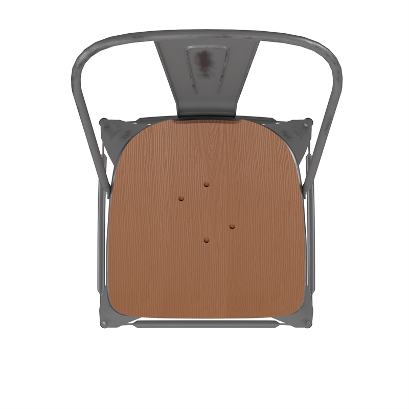 Indoor Counter Stool with Poly Resin Colorful Seat-Silver AQ Clear Coat/Teak