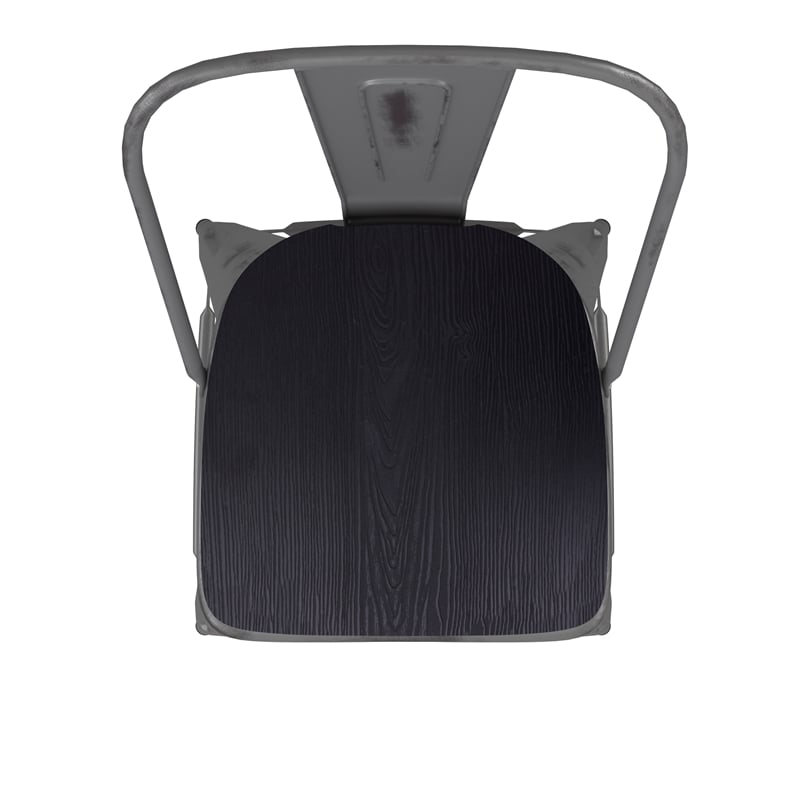 Indoor Bar Stool with Poly Resin Colorful Seat-Silver Antique Clear Coat/Black