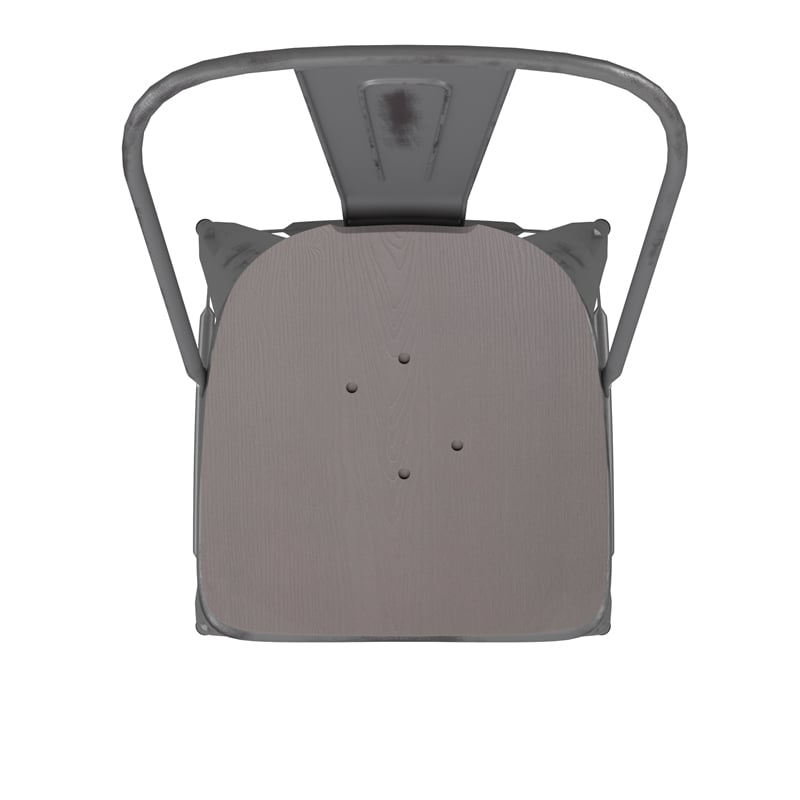 Indoor Bar Stool with Poly Resin Colorful Seat-Silver Antique Clear Coat/Gray