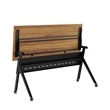 Commercial Nesting Flip Training Table with Steel Frame and Y-Legs in Walnut/Blk