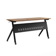 Commercial Nesting Flip Training Table with Steel Frame and Y-Legs in Walnut/Blk