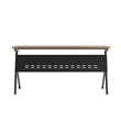 Commercial Nesting Flip Training Table with Steel Frame and Y-Legs in Walnut/Blk